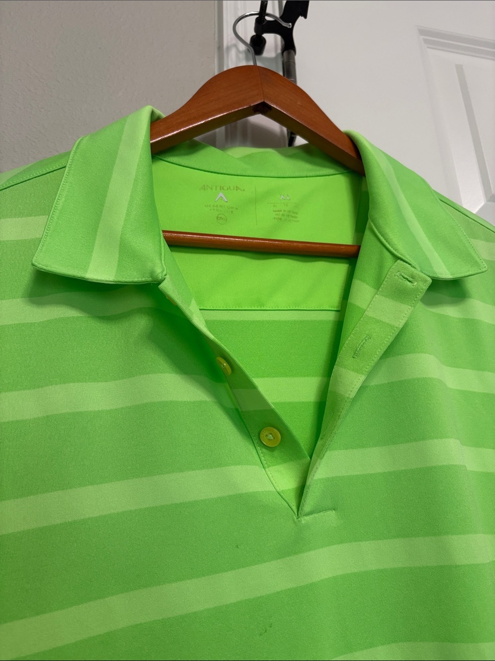 Antigua Lime Green Striped Polo